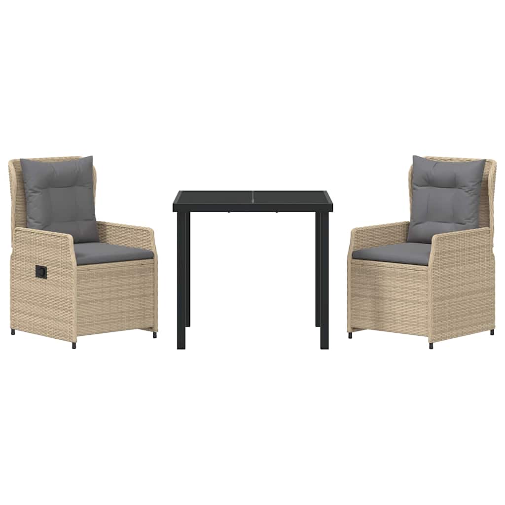 Conjunto de Comedor de Jardín 3 pcs Beige y Gris Claro