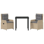 Conjunto de Comedor de Jardín 3 pcs Beige y Gris Claro