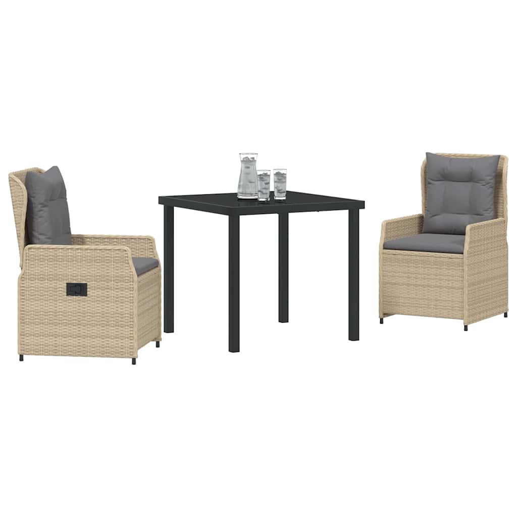 Conjunto de Comedor de Jardín 3 pcs Beige y Gris Claro