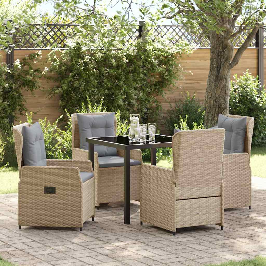 Conjunto de Comedor de Jardín 5 pcs Beige y Gris Claro