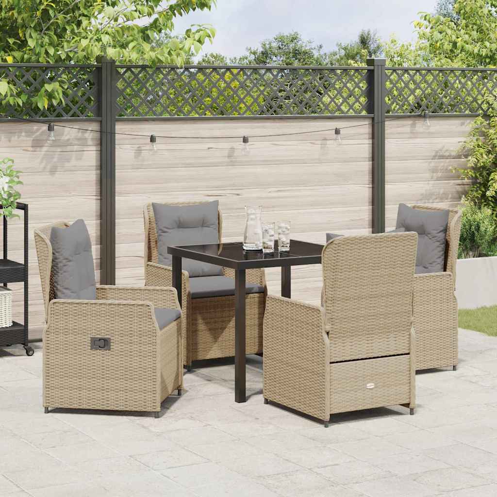 Conjunto de Comedor de Jardín 5 pcs Beige y Gris Claro