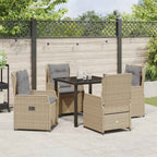Conjunto de Comedor de Jardín 5 pcs Beige y Gris Claro