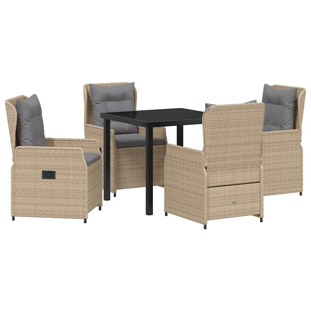 Conjunto de Comedor de Jardín 5 pcs Beige y Gris Claro