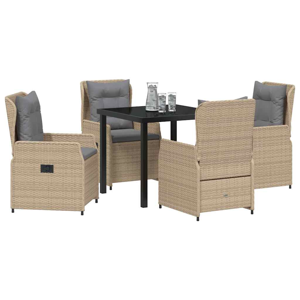 Conjunto de Comedor de Jardín 5 pcs Beige y Gris Claro