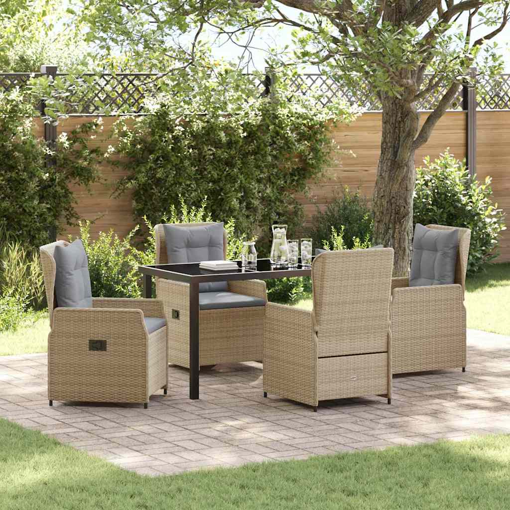 Conjunto de Comedor de Jardín 5 pcs Beige y Gris Claro