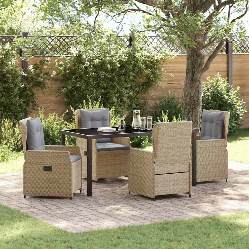 Conjunto de Comedor de Jardín 5 pcs Beige y Gris Claro