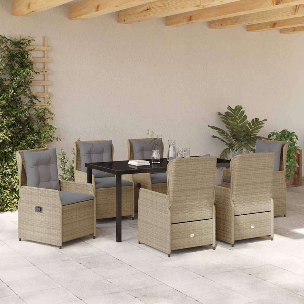 Conjunto de Comedor de Jardín 7 pcs Beige y Gris Claro