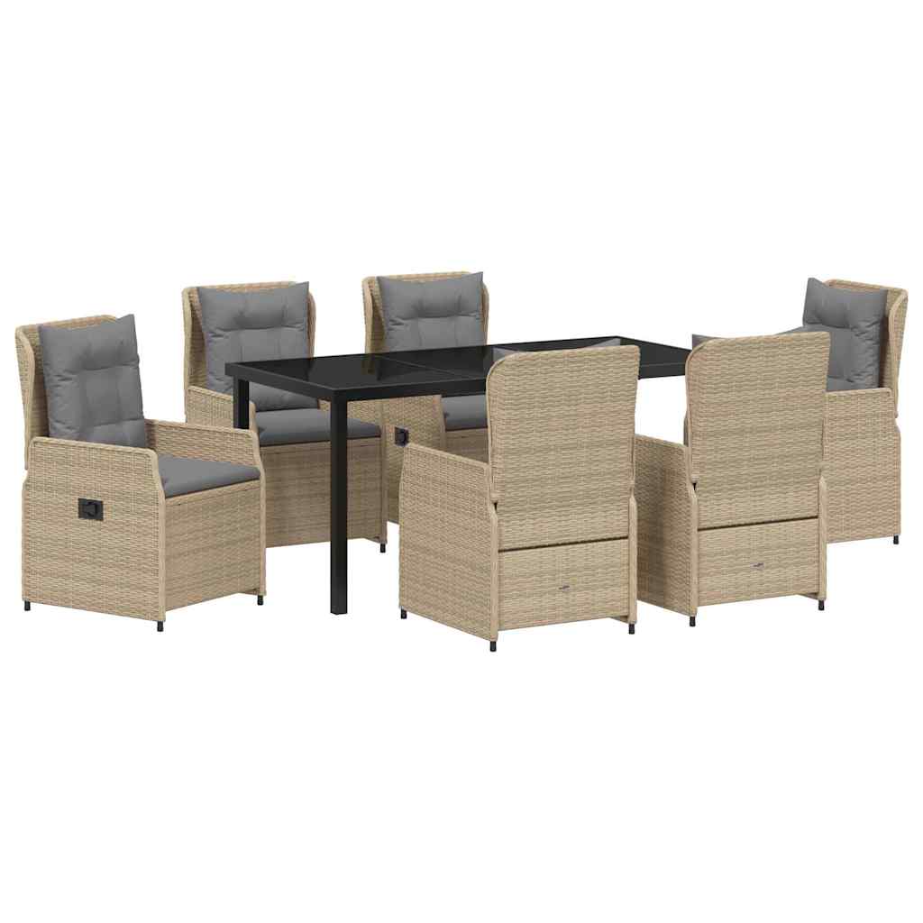 Conjunto de Comedor de Jardín 7 pcs Beige y Gris Claro
