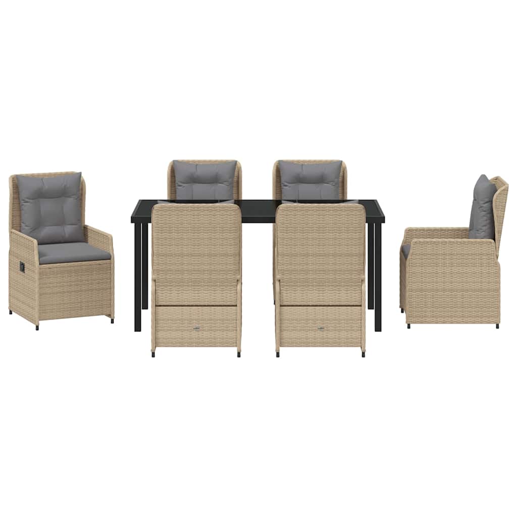 Conjunto de Comedor de Jardín 7 pcs Beige y Gris Claro