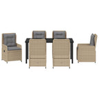 Conjunto de Comedor de Jardín 7 pcs Beige y Gris Claro