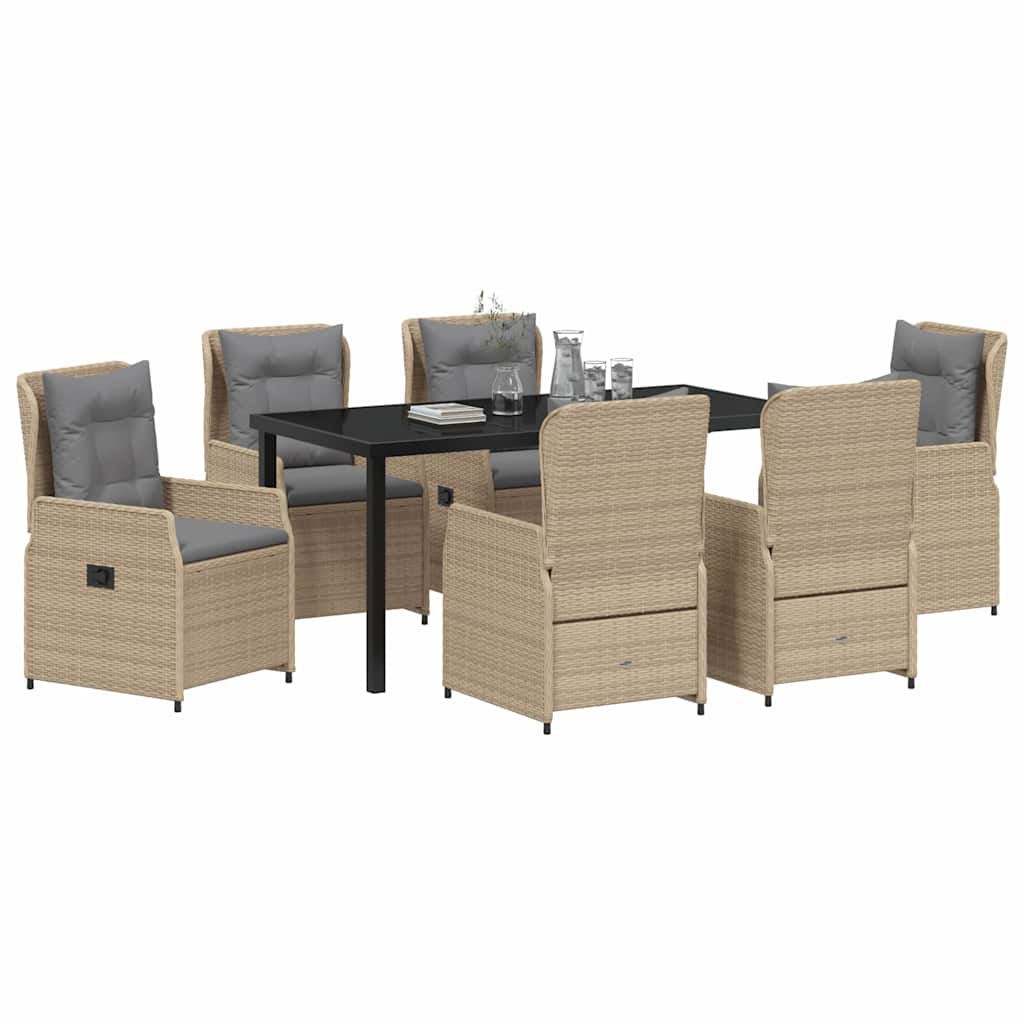 Conjunto de Comedor de Jardín 7 pcs Beige y Gris Claro