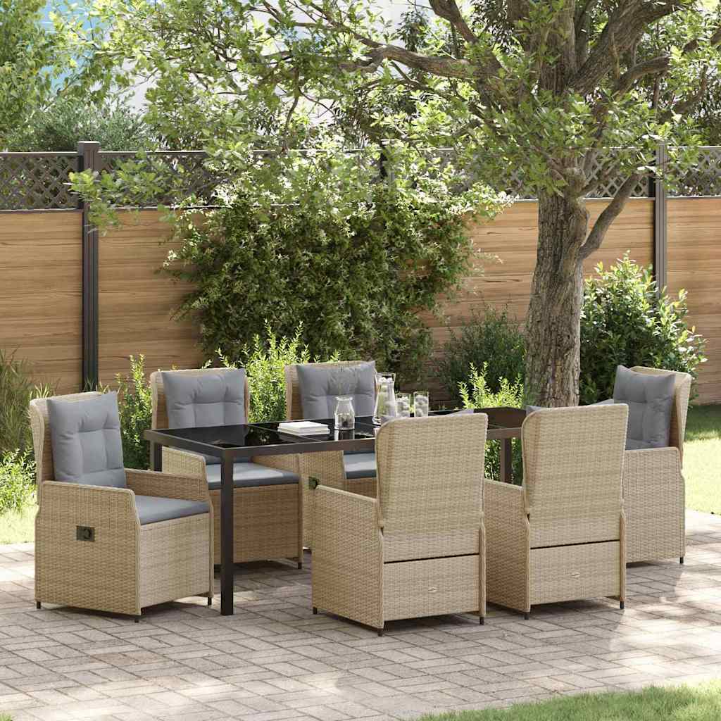 Conjunto de Comedor de Jardín 7 pcs Beige y Gris Claro