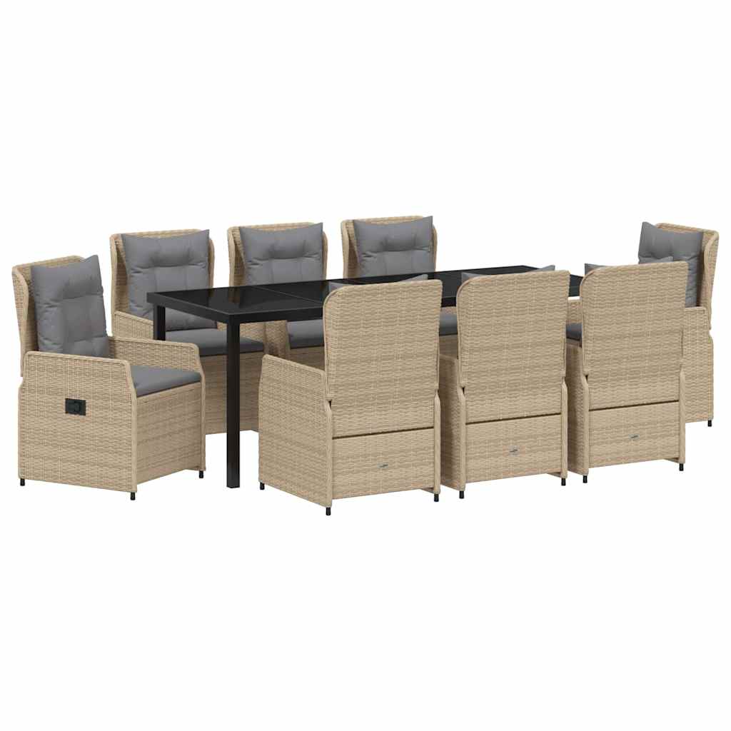 Conjunto de Comedor de Jardín 9 pcs Beige y Gris Claro