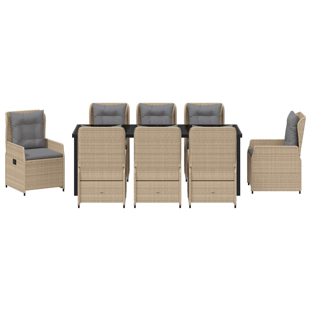 Conjunto de Comedor de Jardín 9 pcs Beige y Gris Claro