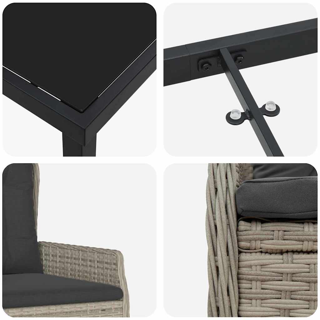 Conjunto de Comedor de Jardín 3 pcs Gris Claro ratán sintético