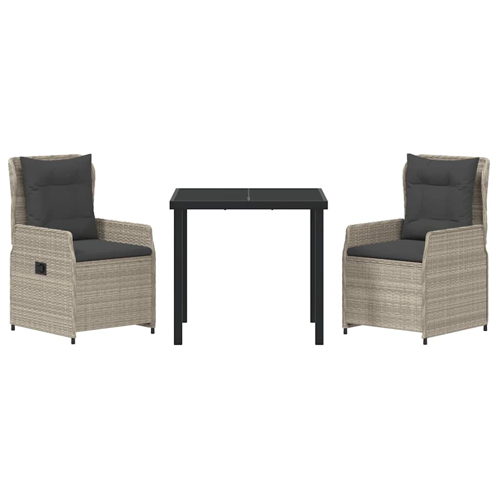 Conjunto de Comedor de Jardín 3 pcs Gris Claro ratán sintético