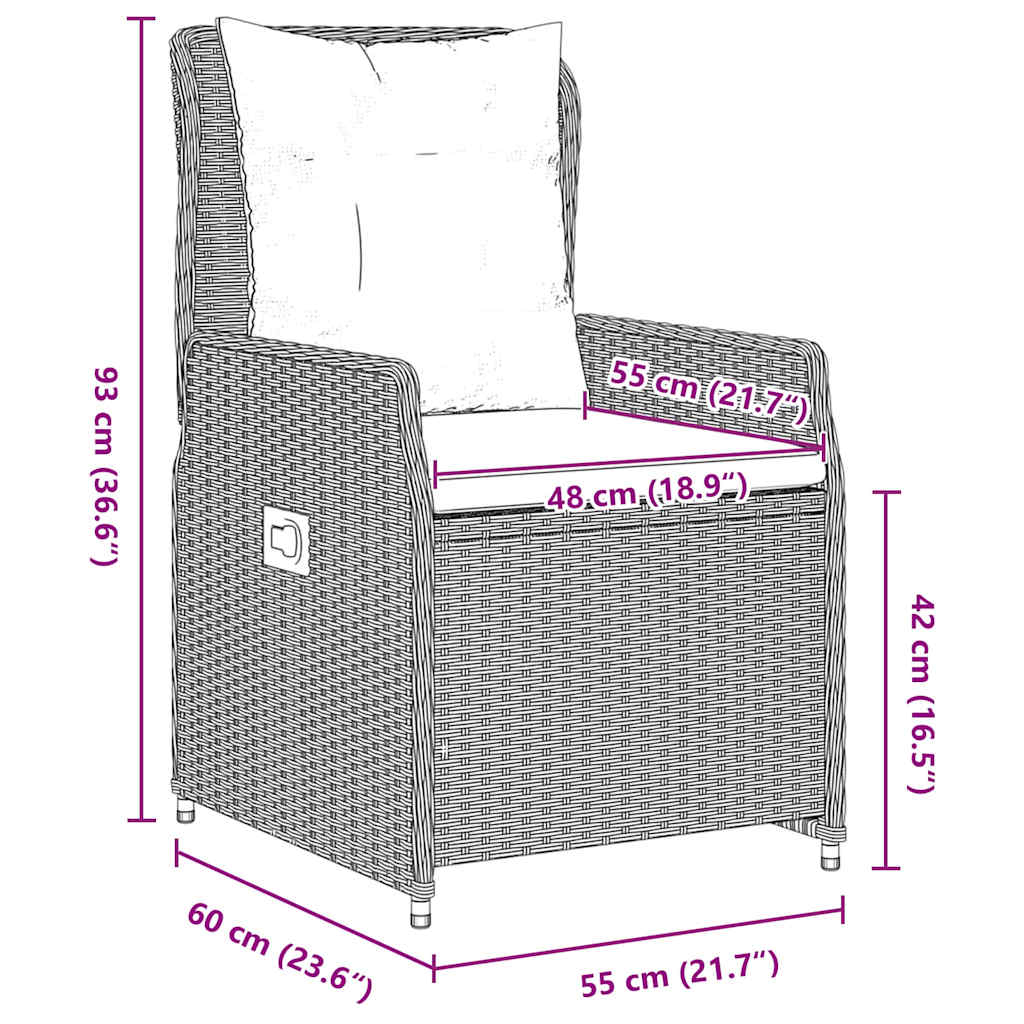 Conjunto de Comedor de Jardín 3 pcs Gris Claro ratán sintético