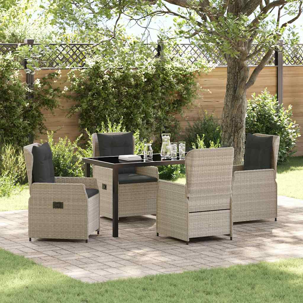 Conjunto de Comedor de Jardín 5 pcs Gris Claro ratán sintético
