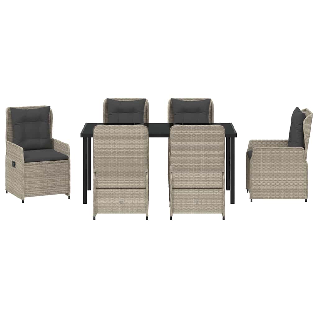 Conjunto de Comedor de Jardín 7 pcs Gris Claro ratán sintético