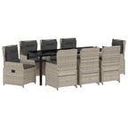 Conjunto de Comedor de Jardín 9 pcs Gris Claro ratán sintético