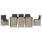 Conjunto de Comedor de Jardín 9 pcs Gris Claro ratán sintético