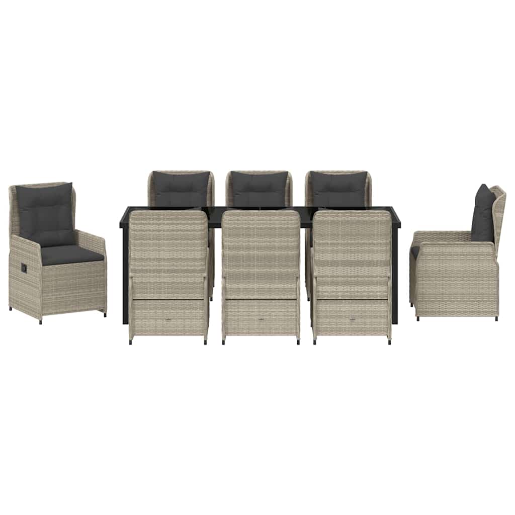 Conjunto de Comedor de Jardín 9 pcs Gris Claro ratán sintético