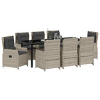 Conjunto de Comedor de Jardín 9 pcs Gris Claro ratán sintético