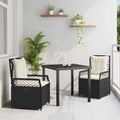 Conjunto de Comedor de Jardín 3 pcs Negro ratán sintético