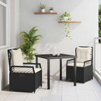 Conjunto de Comedor de Jardín 3 pcs Negro ratán sintético