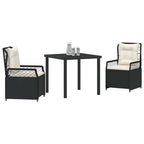 Conjunto de Comedor de Jardín 3 pcs Negro ratán sintético