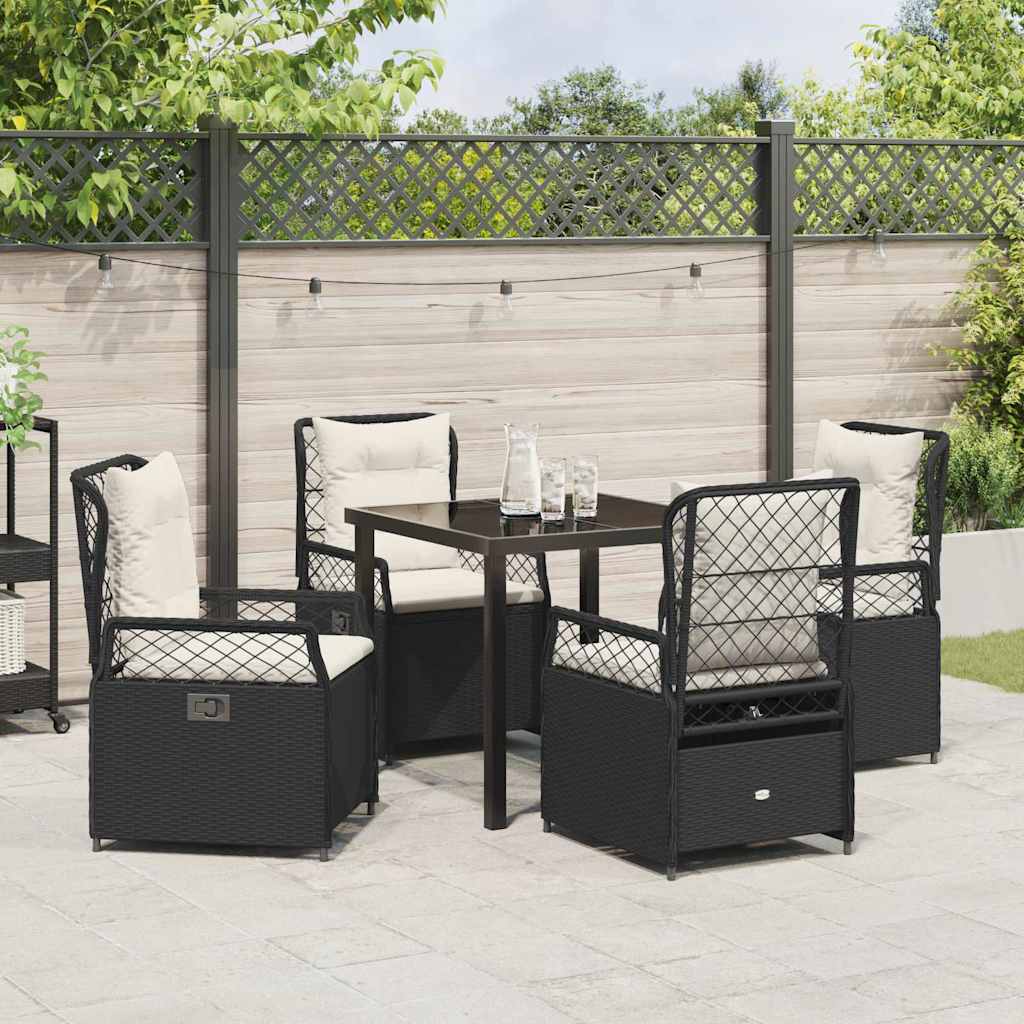 Conjunto de Comedor de Jardín 5 pcs Negro ratán sintético