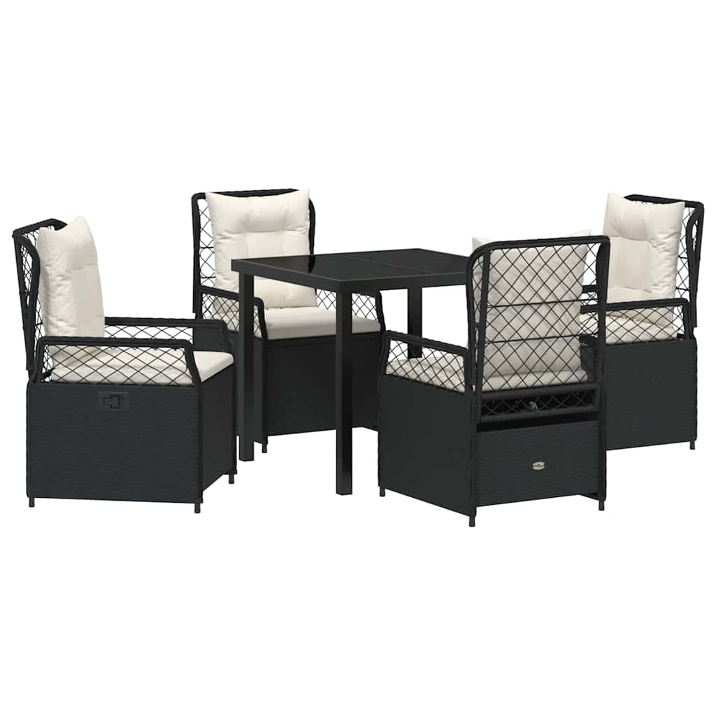 Conjunto de Comedor de Jardín 5 pcs Negro ratán sintético