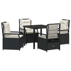 Conjunto de Comedor de Jardín 5 pcs Negro ratán sintético