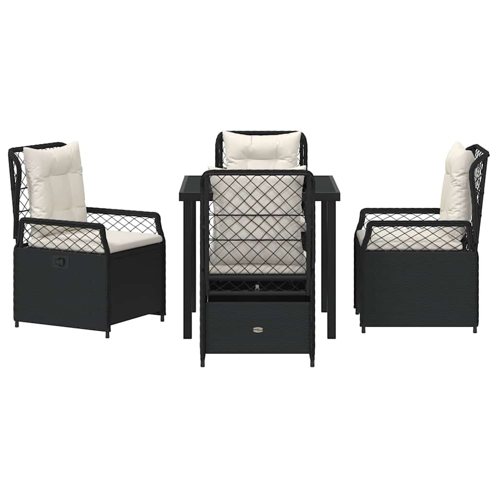 Conjunto de Comedor de Jardín 5 pcs Negro ratán sintético