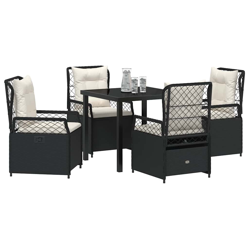 Conjunto de Comedor de Jardín 5 pcs Negro ratán sintético