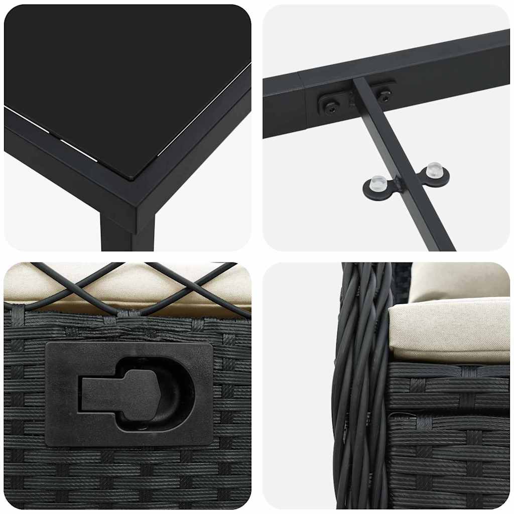 Conjunto de Comedor de Jardín 7 pcs Negro ratán sintético