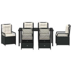 Conjunto de Comedor de Jardín 7 pcs Negro ratán sintético
