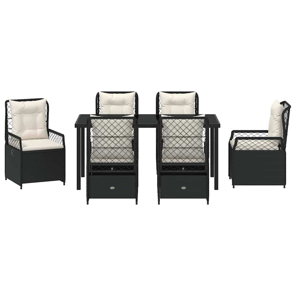 Conjunto de Comedor de Jardín 7 pcs Negro ratán sintético