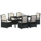 Conjunto de Comedor de Jardín 7 pcs Negro ratán sintético