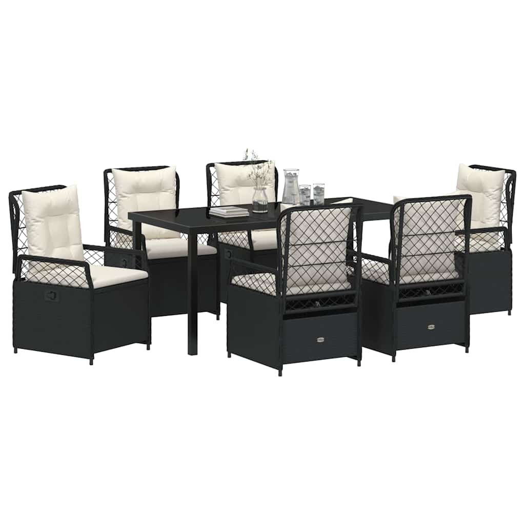 Conjunto de Comedor de Jardín 7 pcs Negro ratán sintético
