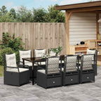 Conjunto de Comedor de Jardín 9 pcs Negro ratán sintético