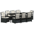 Conjunto de Comedor de Jardín 9 pcs Negro ratán sintético