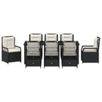 Conjunto de Comedor de Jardín 9 pcs Negro ratán sintético