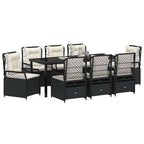 Conjunto de Comedor de Jardín 9 pcs Negro ratán sintético