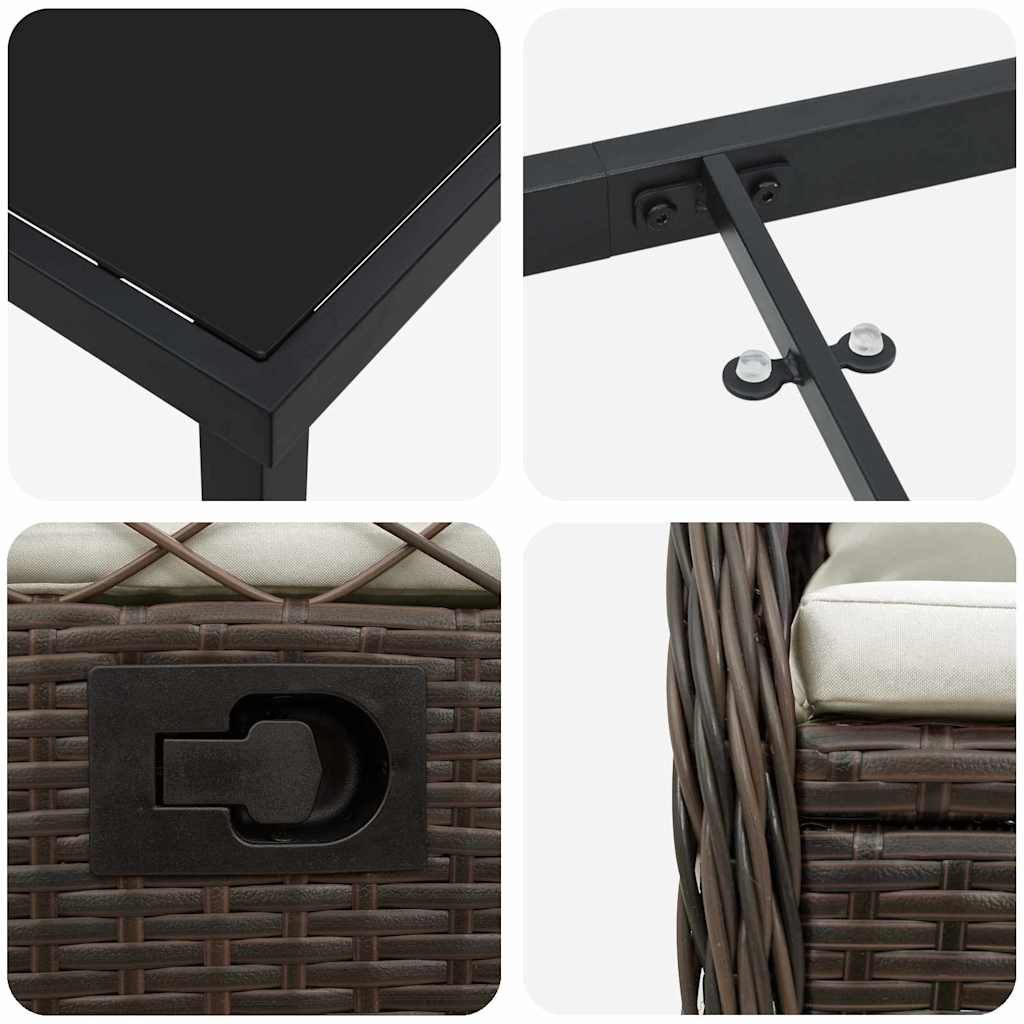 Conjunto de Comedor de Jardín 3 pcs Marrón ratán sintético