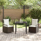 Conjunto de Comedor de Jardín 3 pcs Marrón ratán sintético