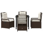 Conjunto de Comedor de Jardín 5 pcs Marrón ratán sintético