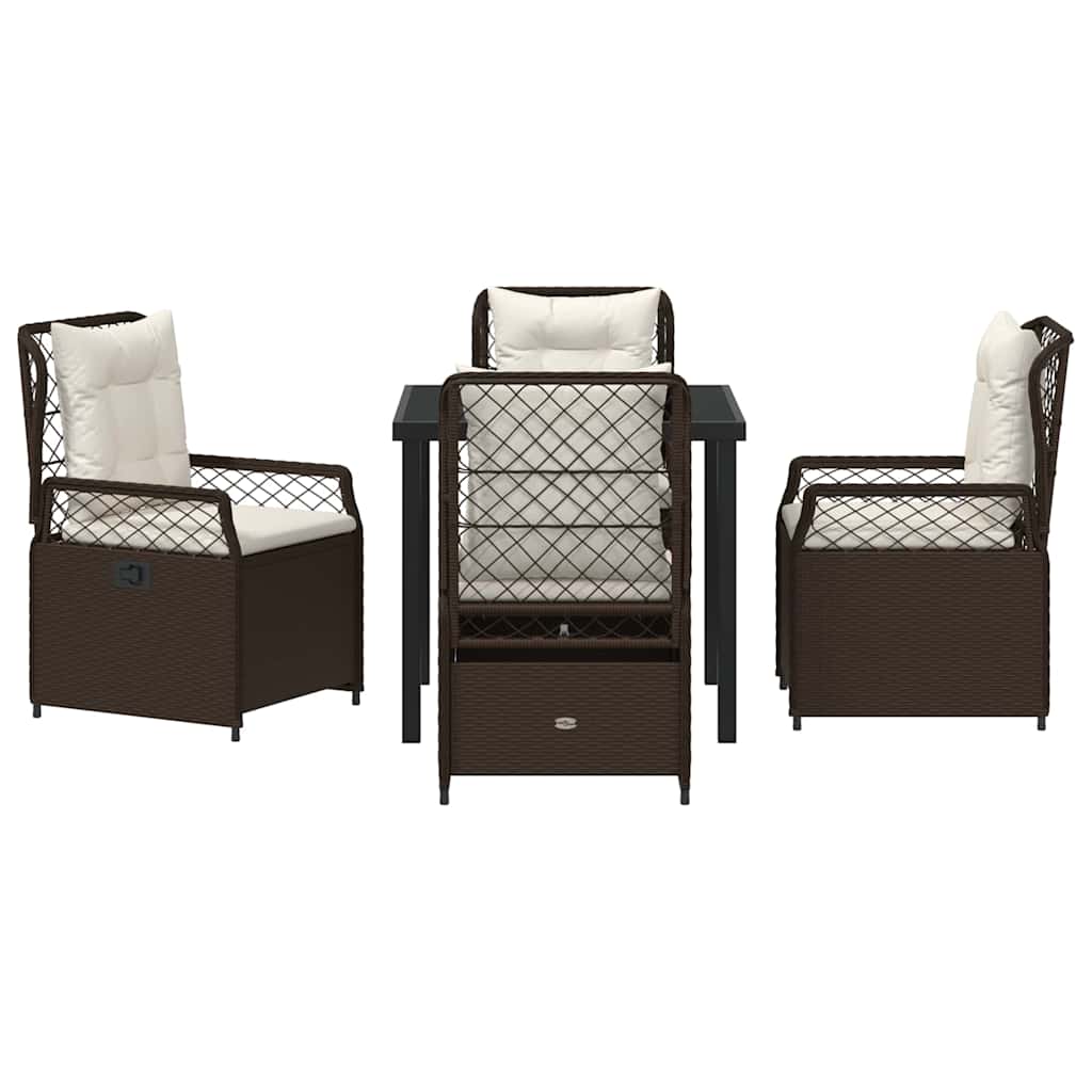 Conjunto de Comedor de Jardín 5 pcs Marrón ratán sintético