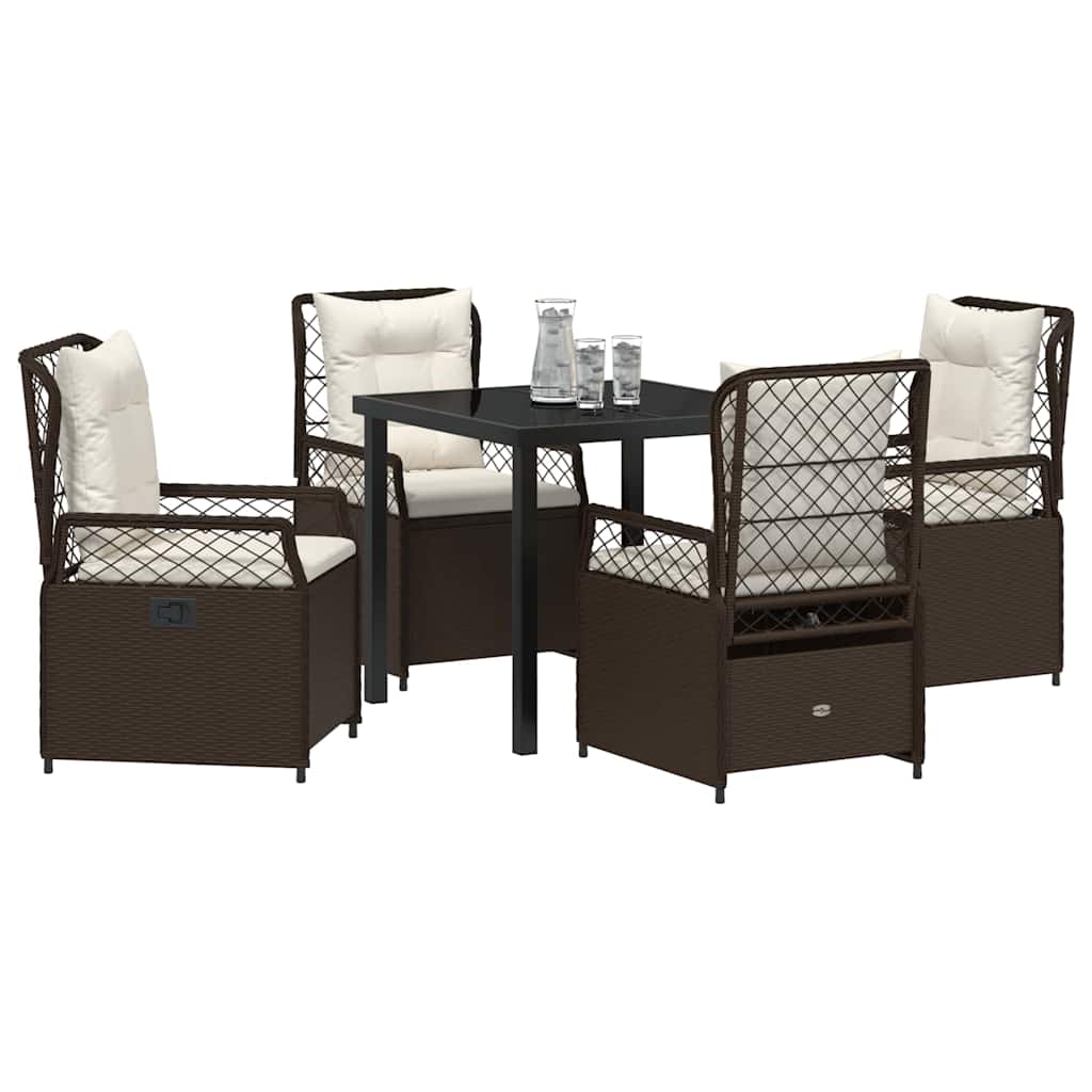Conjunto de Comedor de Jardín 5 pcs Marrón ratán sintético