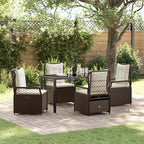 Conjunto de Comedor de Jardín 5 pcs Marrón ratán sintético